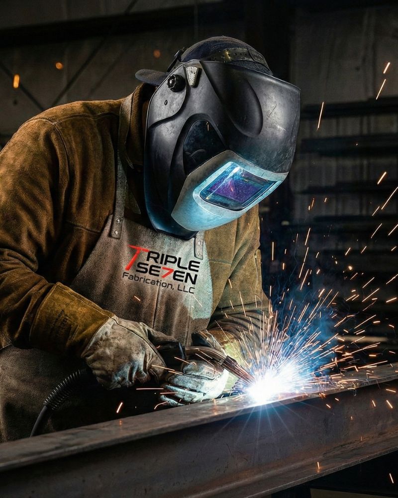 Skilled metal fabricator welding custom project with precision and quality craftsmanship