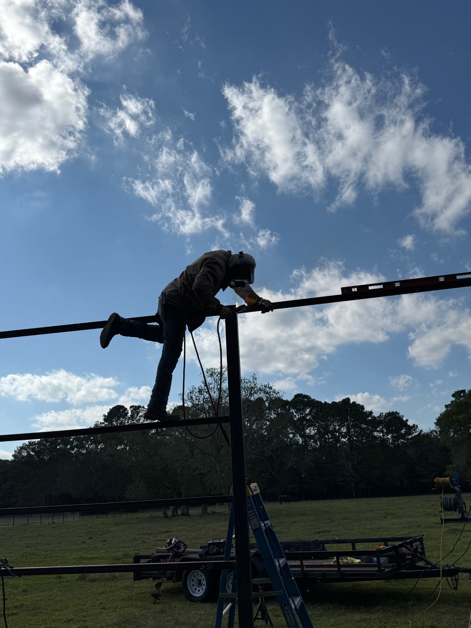 Livestock shelter frame assembly process