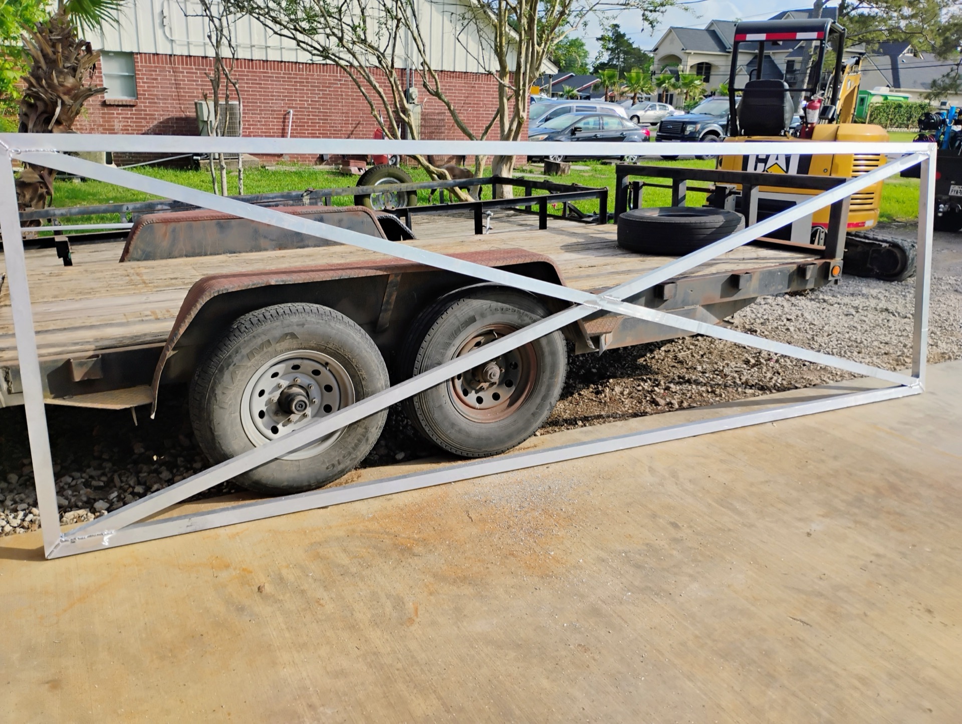 Driveway gate frame primed and ready
