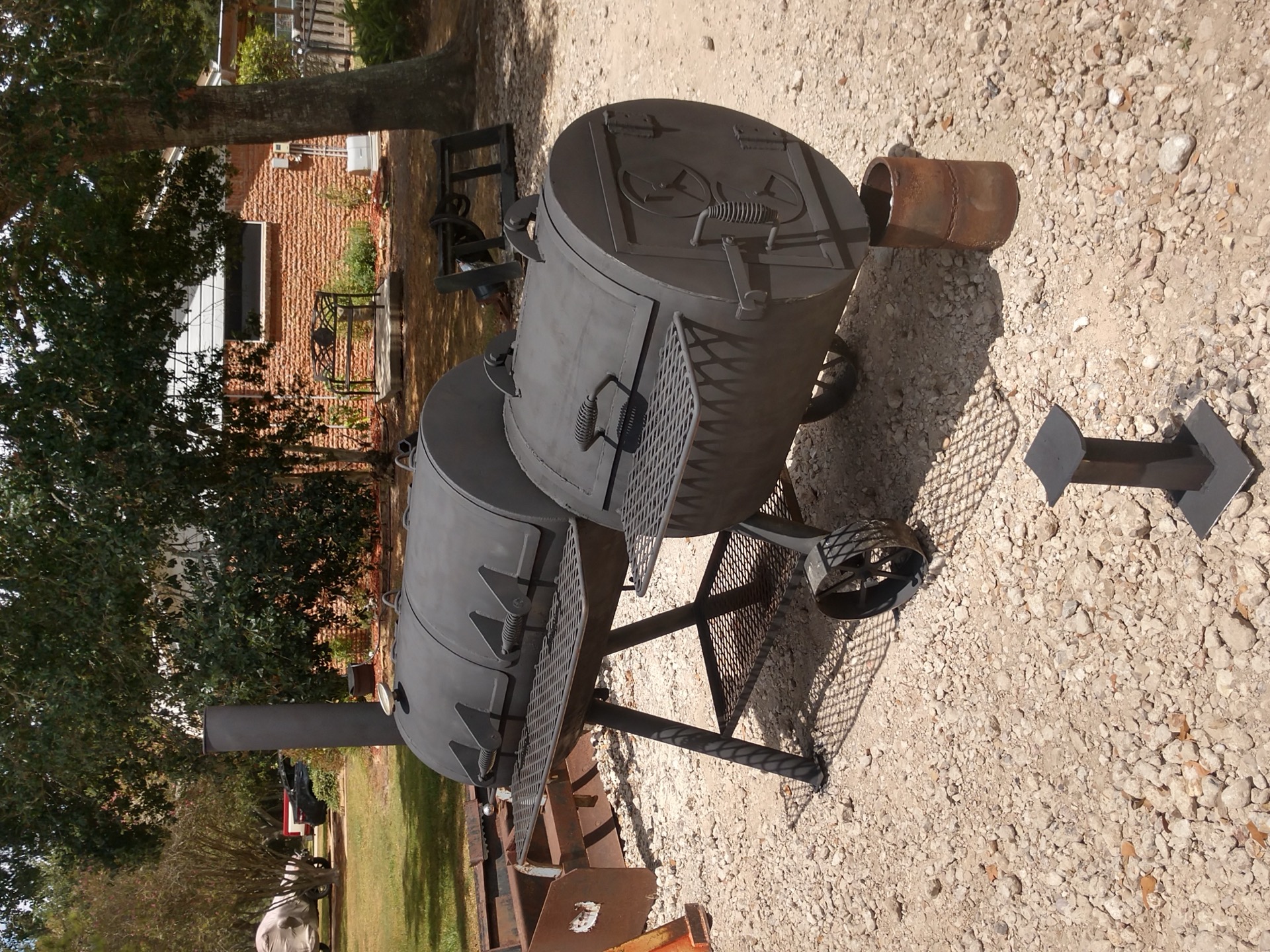 Offset smoker side view